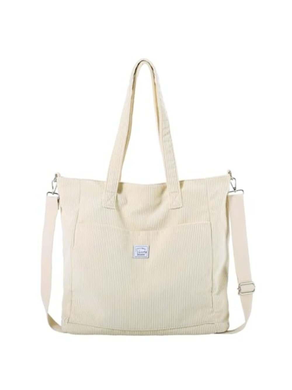 Corduroy Tote Bag Large Work Shoulder Purse Detachable Strap